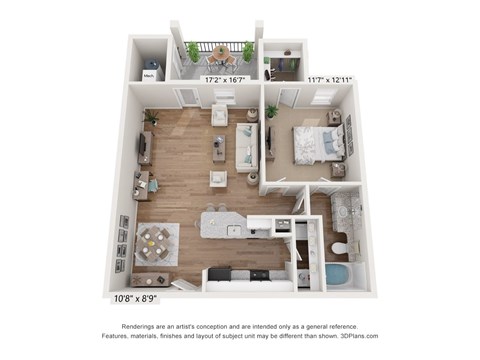 Floor plan for 1 bed, 1 bath, 816 sqft